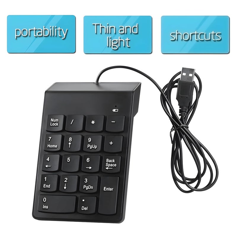 SAVY TECH USB Numeric Keypad – Slim 18-Key Wired Number Pad for Laptop, PC, MacBook, iMac, Mac Pro/Air – Portable External Numpad Keyboard for Data Entry (Black) - Image 3
