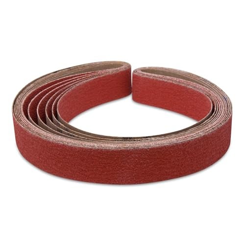 Red Label Abrasives 2 X 42 Inch Knife Sharpening Sanding Belts - Premium Ceramic - Coarse Grits - 6 Pack Assortment for Knife Making, Sharpening, and Metal Working - Image 1