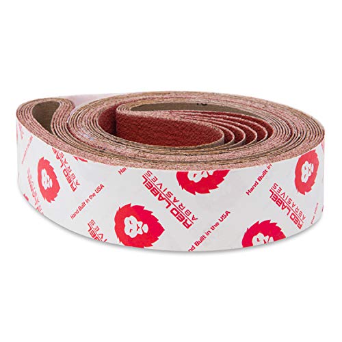 Red Label Abrasives 2 X 42 Inch Knife Sharpening Sanding Belts - Premium Ceramic - Coarse Grits - 6 Pack Assortment for Knife Making, Sharpening, and Metal Working - Image 2