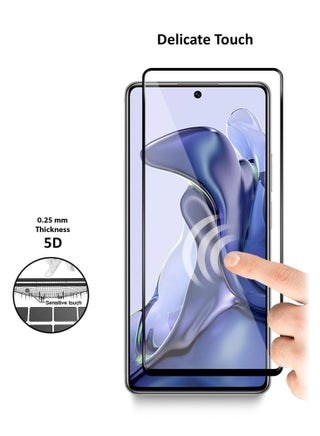 واقي شاشة من الزجاج المقوى خماسي الأبعاد لهاتف شاومي 11T / 11T Pro مقاس 6.67 بوصة شفاف / أسود - view 4