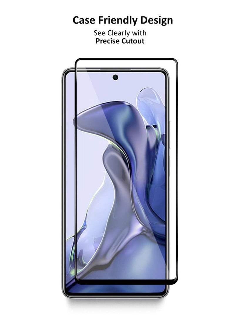 Wtech Premium E2E Full Glue Full Cover Tempered Glass Screen Protector For Xiaomi 11T / 11T Pro 6.67 Inch Clear/Black - Image 5