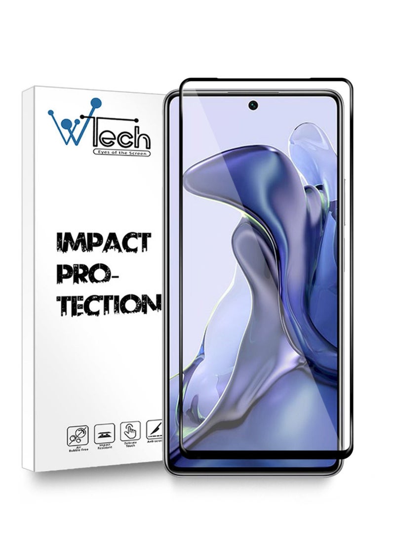 Wtech Premium E2E Full Glue Full Cover Tempered Glass Screen Protector For Xiaomi 11T / 11T Pro 6.67 Inch Clear/Black - Image 1