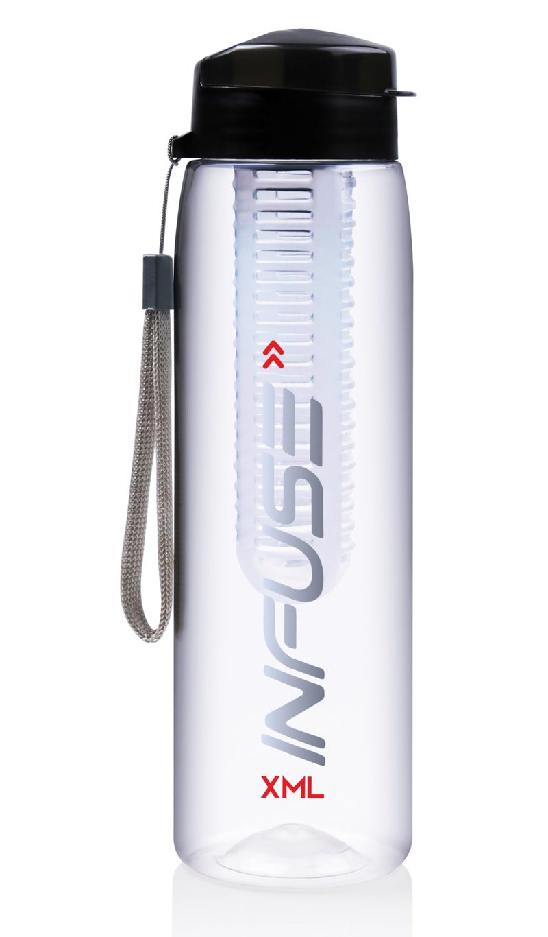 XML Fruit Infuse Water Bottle | Detox Bottle with Infuser Chamber | Leakproof Plastic Bottle Ideal for Gym, Office, Travel | 850ml Plastic (Black-1) - Image 2