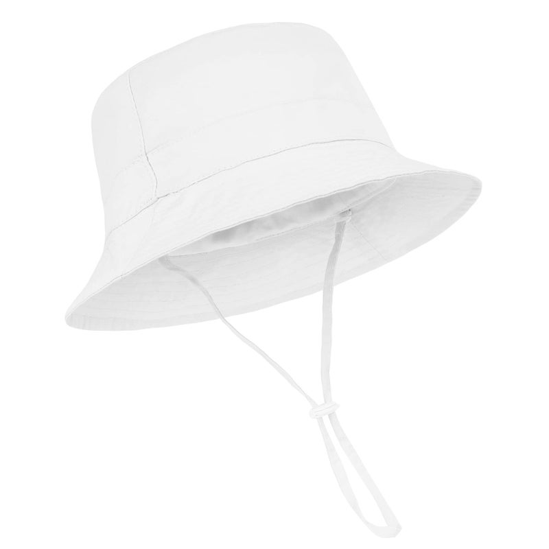 Durio Baby Sun Hat - Wide Brim Summer Beach Hat, Toddler Hats for Girls & Boys, White Solid, 12-24 Months - Image 1