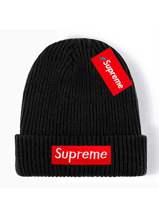 Supreme Red Box Logo Rib Knit Beanie (Matte Black)