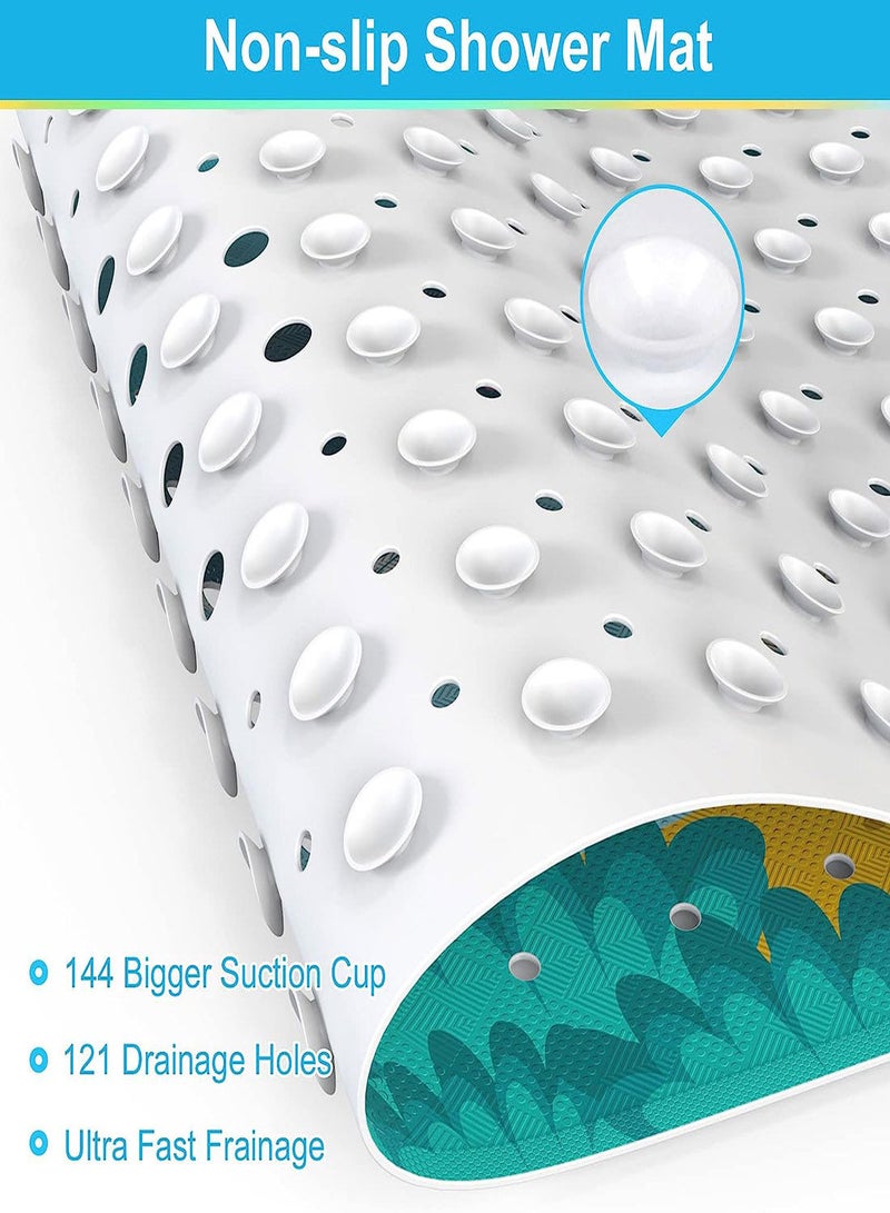 SYOSI Baby Bath Mat for Tub for Kids, Cartoon Non-Slip Baby Bathtub Mat Extra Long Anti Slip Bathroom Toddler Shower Floor Mat with Suction Cups Drain Holes, 100x40cm Machine Washable - Image 5