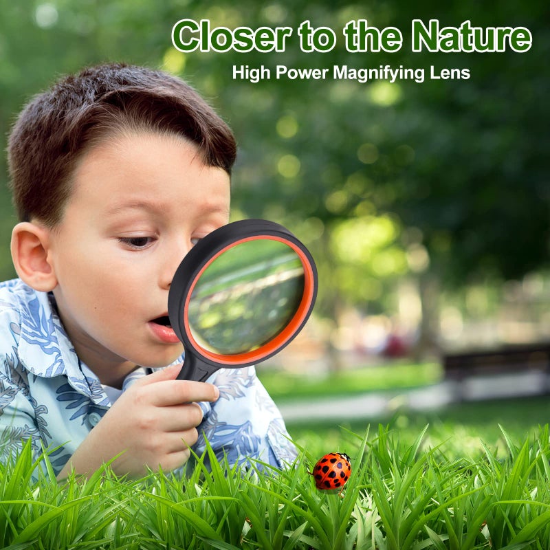 PHICANT 2PCS Upgrade 10X Magnifying Glass, Large Handheld Magnifier Magnafying. Glasses for Kids/Seniors Reading, 3 Inch Shatterproof Lupa Magnify Glass Lens, Rubber Handle - for Observation - Image 2