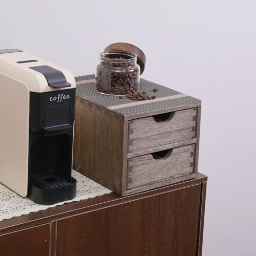 DDYURI Drawer Organizer Coffee Pod Holder - Kitchen Cutlery Storage Accessories/ K-Cup Drawers with Detachable Wooden Partition - Coffee Capsules Organization Counter - Wood desktop Small Cabinets - Image 5