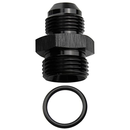 KRD PERFORMANCE Straight Aluminum 10AN Male Flare to 8AN ORB o ring Boss Port Fuel Pump Rail Adapter Fitting, Black - Image 1
