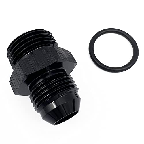 KRD PERFORMANCE Straight Aluminum 10AN Male Flare to 8AN ORB o ring Boss Port Fuel Pump Rail Adapter Fitting, Black - Image 2