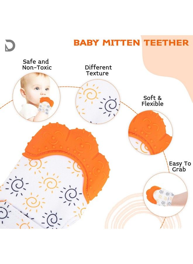DaKos Teething Mitten Soft Foodgrade Silicone Teether Mitten Glove Handy Teething Mit Toy For Selfsoothing Bpafree For 3�12 Months Infants (Sun Orange Pack Of 1) - Image 3