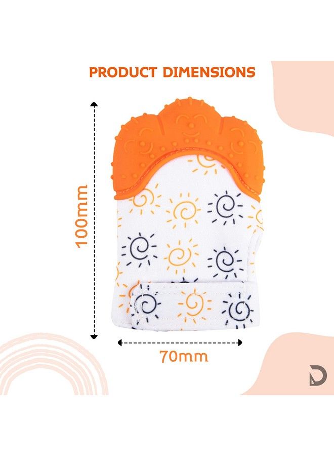 DaKos Teething Mitten Soft Foodgrade Silicone Teether Mitten Glove Handy Teething Mit Toy For Selfsoothing Bpafree For 3�12 Months Infants (Sun Orange Pack Of 1) - Image 5