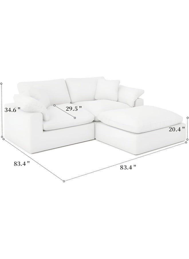 Poppins Home Luxury Modular Sectional Sofa with Chaise  Ultra-Comfy Cloud Couch for Living Room (2 seater with Ottoman)  - Image 2