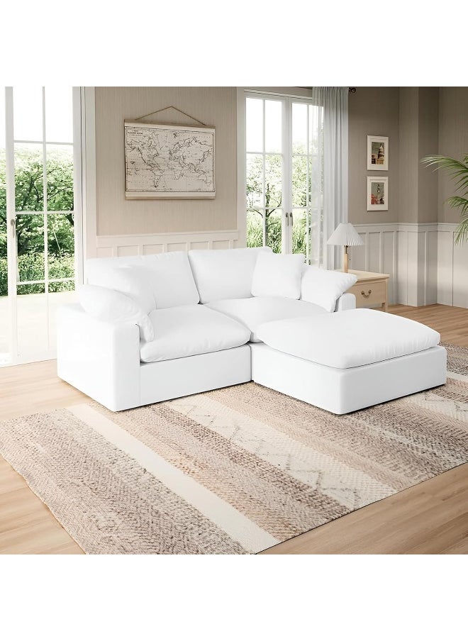 Poppins Home Luxury Modular Sectional Sofa with Chaise  Ultra-Comfy Cloud Couch for Living Room (2 seater with Ottoman)  - Image 1