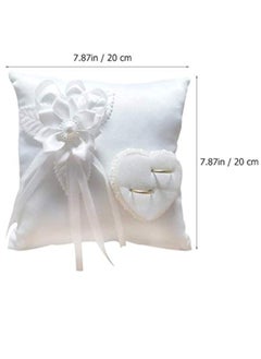 KASTWAVE Wedding Ring Pillow, Lace Pearl Wedding Ring Bearer Pillow Holder Cushion, Square Flower Bud Ring Pillow, 7.9 Inch Ring Bearer, for Wedding Party, White  - Image 5
