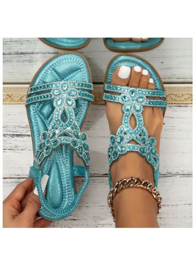 NIBEMINENT Round Toe Comfort Shoes for Women Outside Sandals Large Size Summer Heels Suit Female 