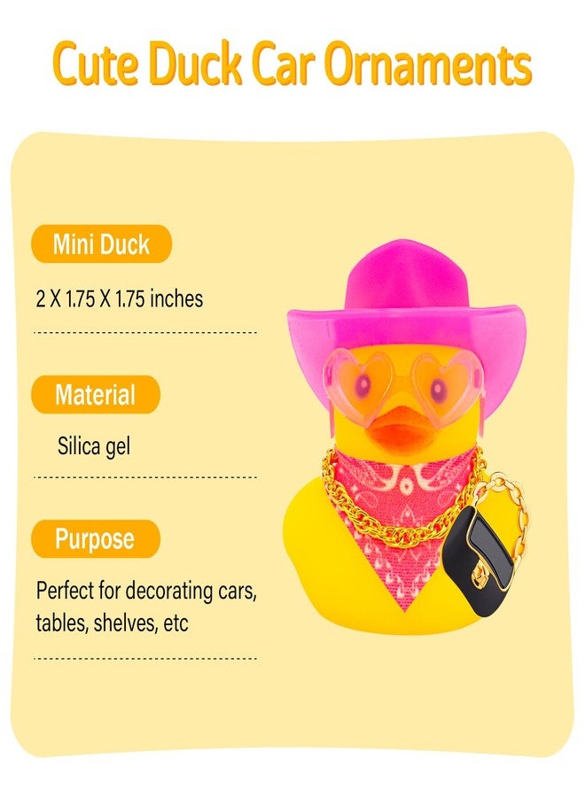 wonuu Pink Car Rubber Ducks for Women, Mini Lady Ducky with Top-Handle Bags Wallets, Heart-Shaped Sunglasses, Bandana, Necklace (Chain Flap Bag Black) - Image 2