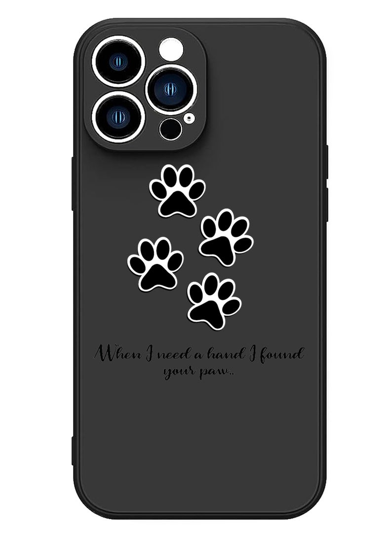 Theodor Protective Slim Fit Case Liquid Silicone Cover with Full Body Protection Anti-Scratch Shockproof Case For iPhone 12 Pro Max Black  - paw print - Image 1