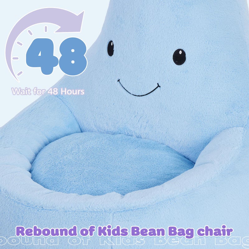 DUMOS Kids Bean Bag Chair, Stuffed Toddler Couch with Faux Rabbit Fur Cover for Teens & Kids, Comfy Lazy Sofa Chair for Reader, Living Room, Bedroom, Aged 4-12 Years, 31 Inch, Blue - Image 4