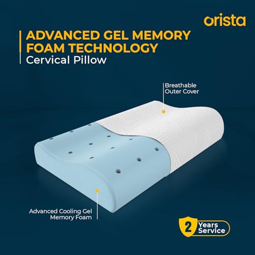 Orista™ Advance Gel Blended Contour Memory Foam Pillow | 2 Year Warranty |Orthopedic Neck & Shoulder Support Pillow for Sleeping | Improves Posture & Spinal Alignment | 23 x 14 x 4.5 Inch | Set of 1 - Image 4