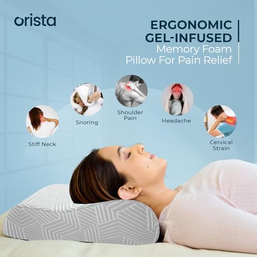 Orista™ Advance Gel Blended Contour Memory Foam Pillow | 2 Year Warranty |Orthopedic Neck & Shoulder Support Pillow for Sleeping | Improves Posture & Spinal Alignment | 23 x 14 x 4.5 Inch | Set of 1 - Image 3