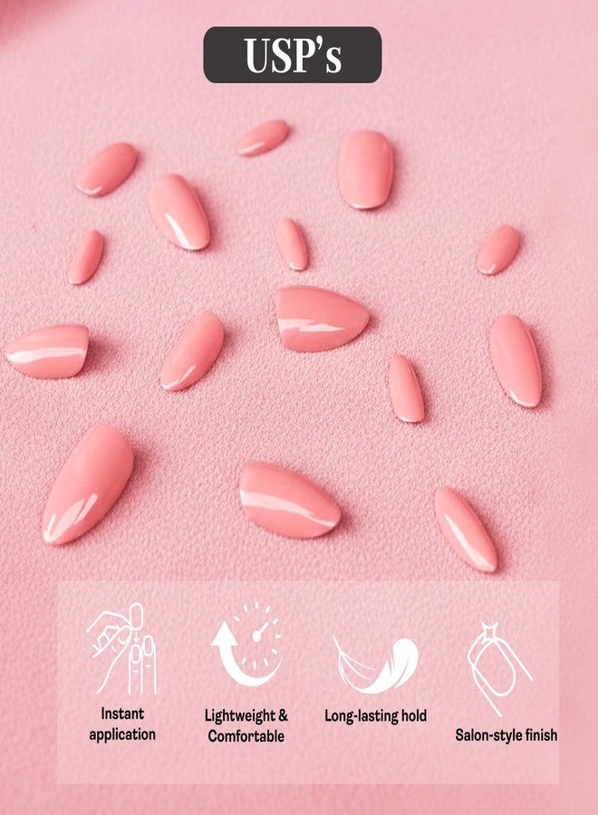 ENN Beauty Insta Nails - Reusable UV-Coated Press On Nails With Application Kit, Blush Crush - Medium Almond - Image 3