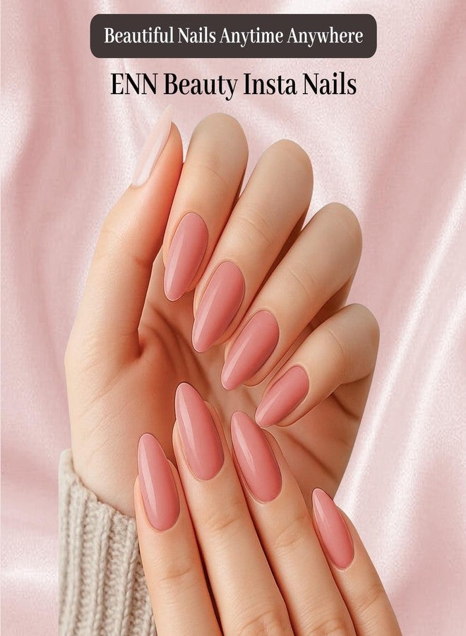 ENN Beauty Insta Nails - Reusable UV-Coated Press On Nails With Application Kit, Blush Crush - Medium Almond - Image 2