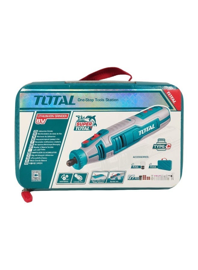 توتال صاروخ جلخ لاسلكي من TOTAL طراز TMGL0801 – أداة دوارة صغيرة – طقم جلخ متعدد الوظائف قابل لإعادة الشحن - Image 2