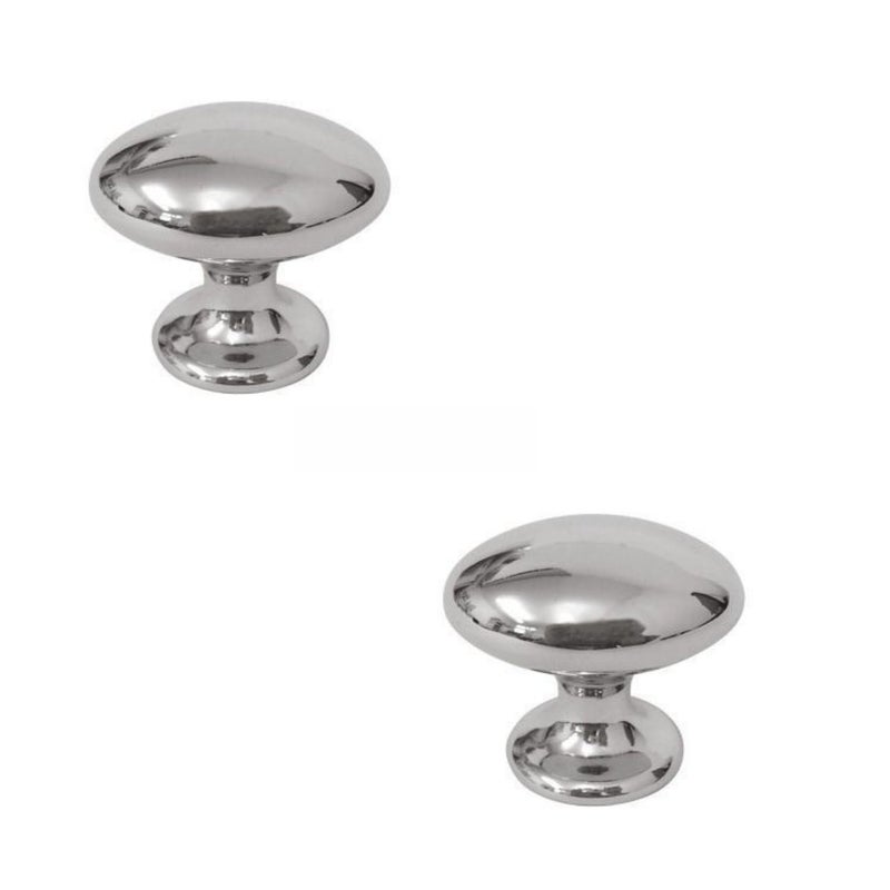 2 Pack Drawer Knob Oval Handles Dove Egg Knobs and Handles Wardrobe Door Drawer Bright Silver Pulls Bright Silver Length 34mm - Image 1