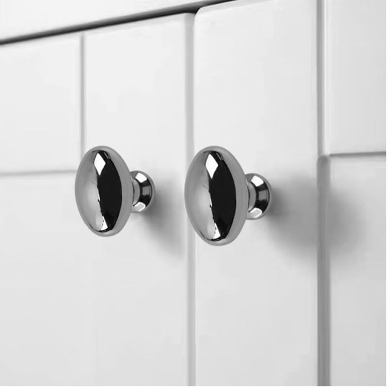 2 Pack Drawer Knob Oval Handles Dove Egg Knobs and Handles Wardrobe Door Drawer Bright Silver Pulls Bright Silver Length 34mm - Image 5