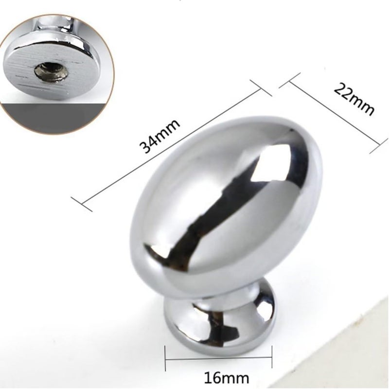 2 Pack Drawer Knob Oval Handles Dove Egg Knobs and Handles Wardrobe Door Drawer Bright Silver Pulls Bright Silver Length 34mm - Image 3