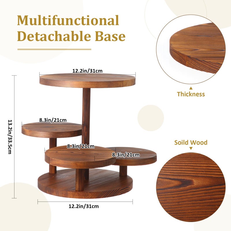 RattanView 7 Pcs Wooden Dessert Table Display Set Round Cupcake Tower Stand Rectangular Serving Tray Cookie Cake Macaron Platter for Display Centerpiece Tea Party Baby Shower Wedding Birthday - Image 3