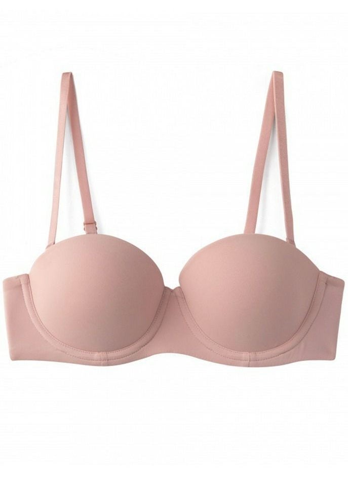 Loquat - Comfy Solid Color 1/2 Cup Bra Women's Underwear Pink - Image 1