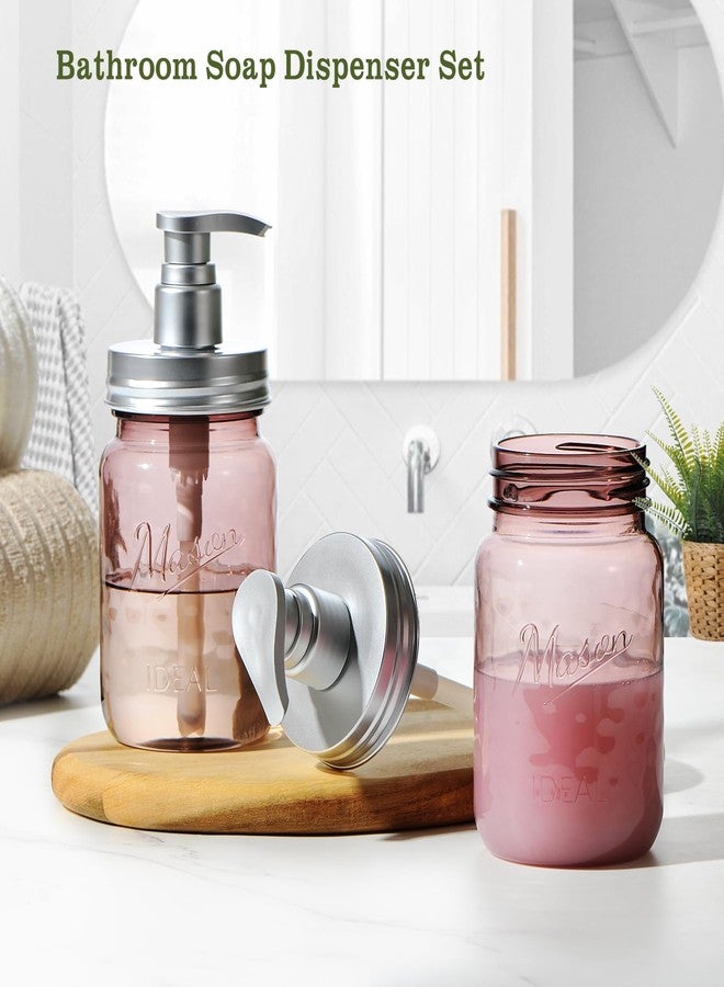 Amolliar 16Oz Hand Soap Dispenser, 2 Pack Dish Soap Dispenser with Pump Lid, Refillable Plastic Clear Liquid Soap Dispenser with Waterproof Lable for Farmhouse Kitchen Bathroom (Vintage Rose) - Image 4