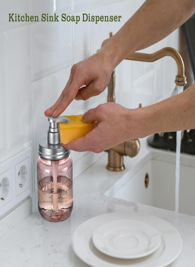 Amolliar 16Oz Hand Soap Dispenser, 2 Pack Dish Soap Dispenser with Pump Lid, Refillable Plastic Clear Liquid Soap Dispenser with Waterproof Lable for Farmhouse Kitchen Bathroom (Vintage Rose) - Image 5