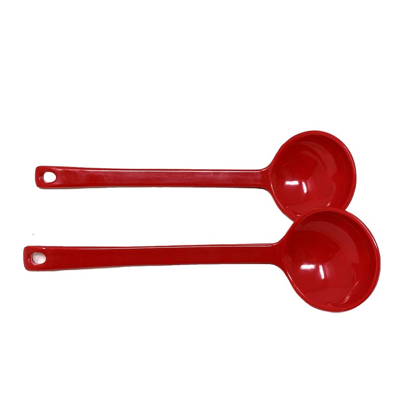 TJ Global Red Melamine Japanese Long Handle Spoons for Ramen Soup Hot Pot Eating Mixing Stirring 825 Inches 2 Spoons