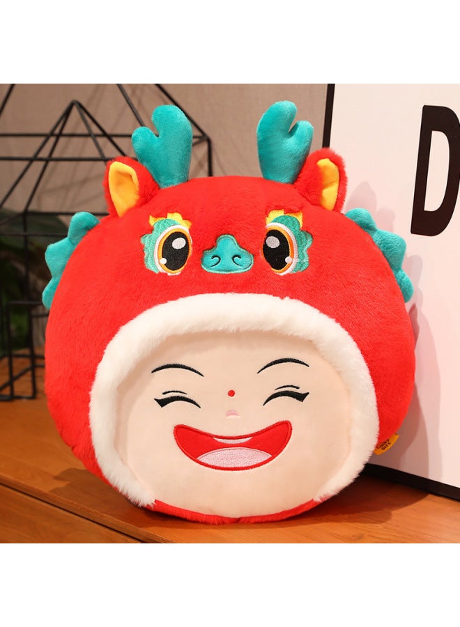 2024 Dragon Year Mascot Hand Warmer Plush Toy Zodiac Ragdoll Open Door Activity Gift Scarf Red-Specifications:Boy Warm Hands