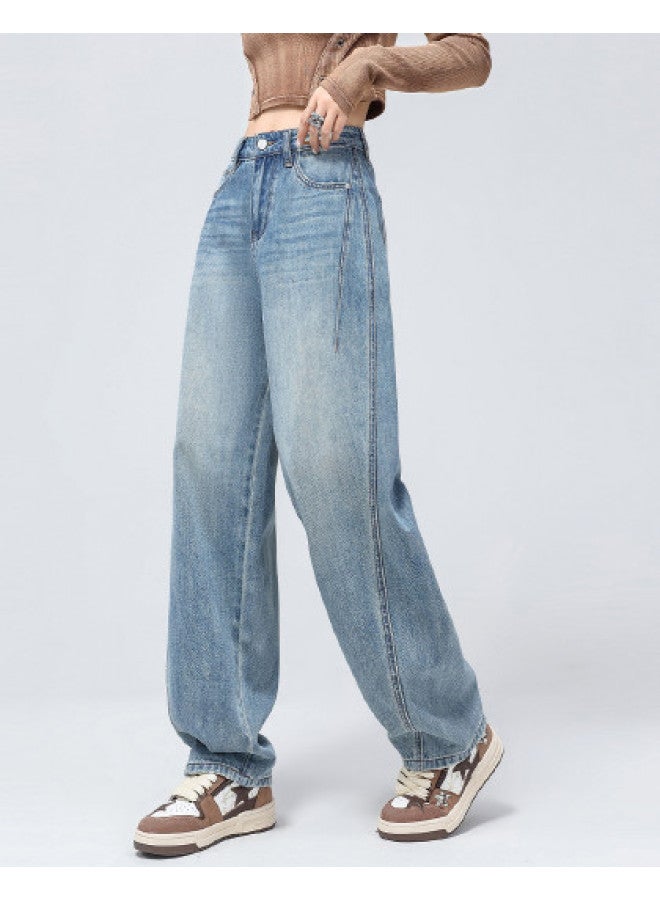 EPTISON Loose Straight Leg Jeans For Women 2025 Summer High Waist Versatile Drapey Slimming Straight Leg Pants - Image 1