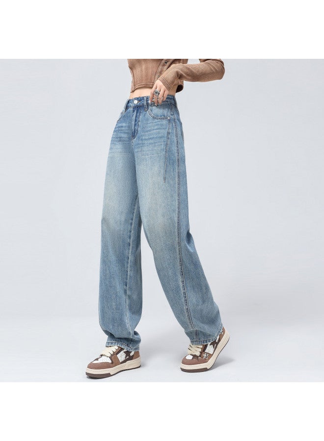 EPTISON Loose Straight Leg Jeans For Women 2025 Summer High Waist Versatile Drapey Slimming Straight Leg Pants - Image 2