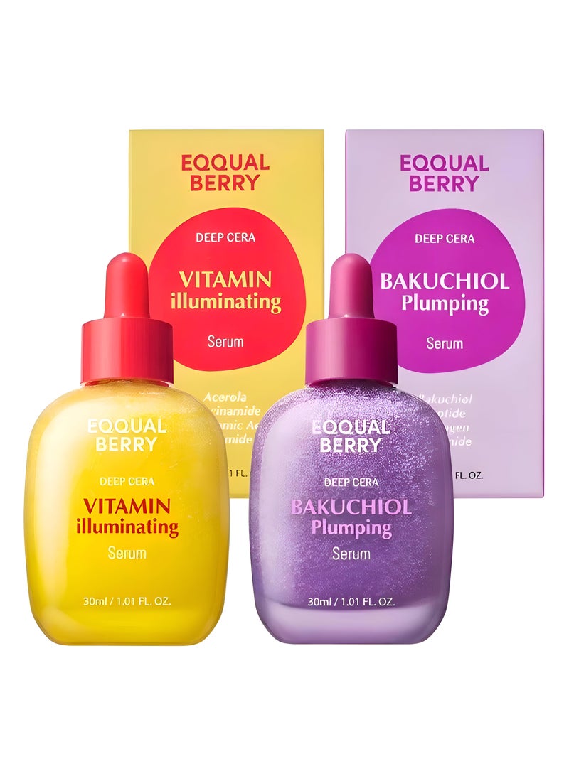 إيكوالبيري مجموعة إي كوال بيري المتكاملة لتجديد وإشراق البشرة – سيروم باكوتشيول 30 مل + سيروم فيتامين C 30 مل - Image 1