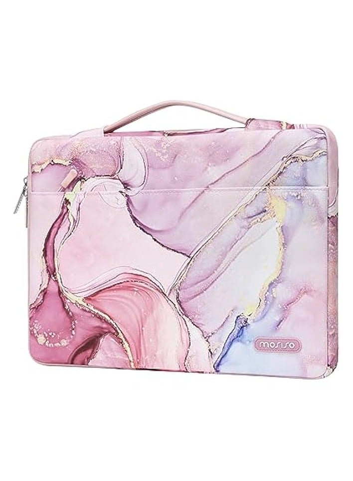 Mosiso 360 Protective Laptop Sleeve Bag Compatible with MacBook Air 15 inch M2 A2941 2023 / Pro 16 inch 2023-2019 M3 A2991 M2 A2780 M1 A2485 A2141, 15-15.6 inch Notebook with Belt Marble MO-MBH216  - Image 1