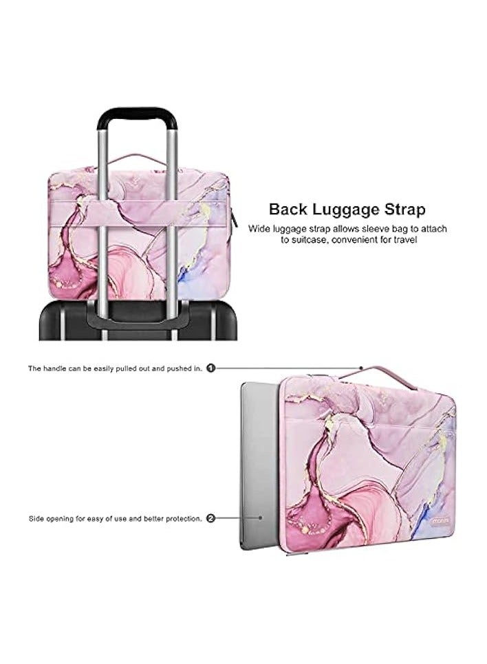 Mosiso 360 Protective Laptop Sleeve Bag Compatible with MacBook Air 15 inch M2 A2941 2023 / Pro 16 inch 2023-2019 M3 A2991 M2 A2780 M1 A2485 A2141, 15-15.6 inch Notebook with Belt Marble MO-MBH216  - Image 3