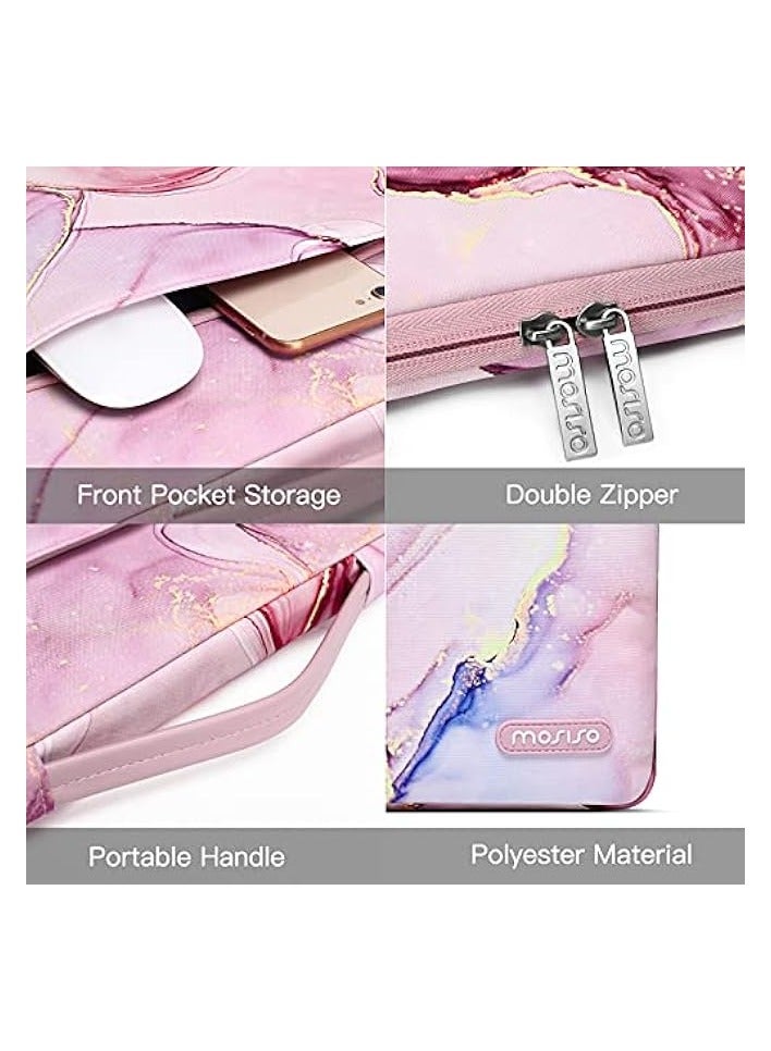 Mosiso 360 Protective Laptop Sleeve Bag Compatible with MacBook Air 15 inch M2 A2941 2023 / Pro 16 inch 2023-2019 M3 A2991 M2 A2780 M1 A2485 A2141, 15-15.6 inch Notebook with Belt Marble MO-MBH216  - Image 4