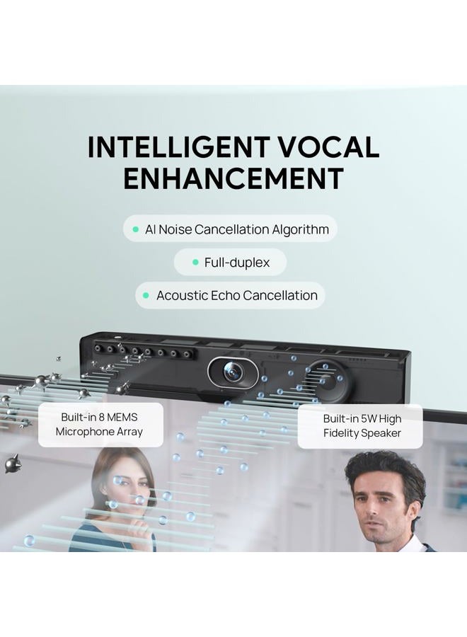Yealink UVC34 Conference Room Camera 4K UHD Meeting Device 120°FoV Auto Framing Speaker Tracking AI Face Enhancement 8 Mic Arrays 5W High Fidelity Speaker All-in-one USB Video Bar - Image 4