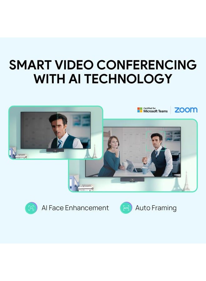 Yealink UVC34 Conference Room Camera 4K UHD Meeting Device 120°FoV Auto Framing Speaker Tracking AI Face Enhancement 8 Mic Arrays 5W High Fidelity Speaker All-in-one USB Video Bar - Image 2