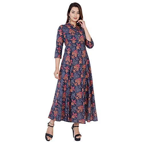 Monique Brand Flower Printed A-line Midi Maxi Dress for Women/GirlJaipuri Printed (Size-XXL) - Image 1