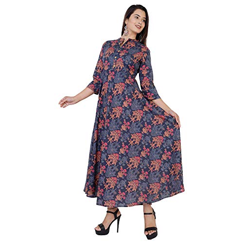 Monique Brand Flower Printed A-line Midi Maxi Dress for Women/GirlJaipuri Printed (Size-XXL) - Image 3