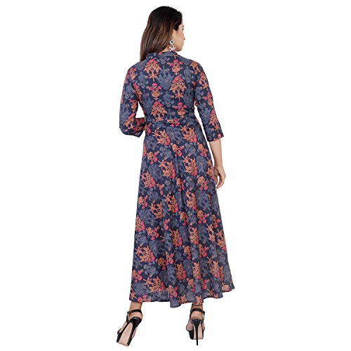 Monique Brand Flower Printed A-line Midi Maxi Dress for Women/GirlJaipuri Printed (Size-XXL) - Image 4