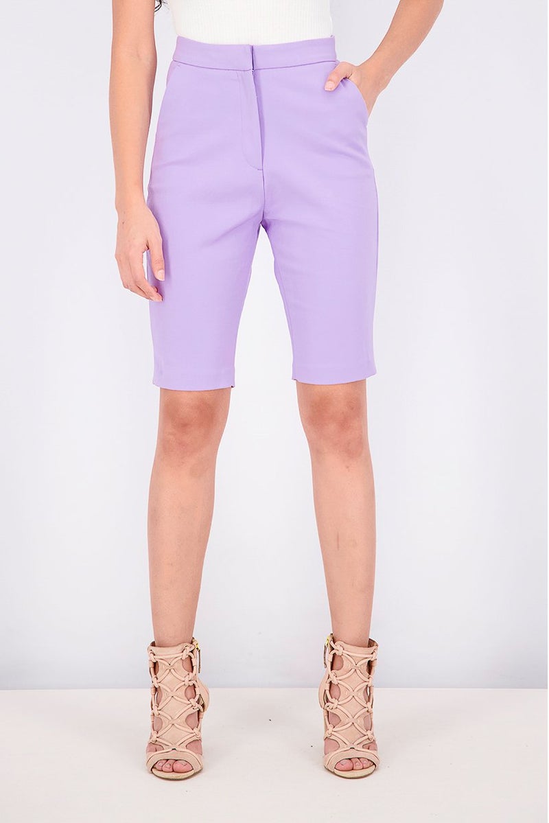 Reserved Women Plain Basic Shorts, Violet - Image 1