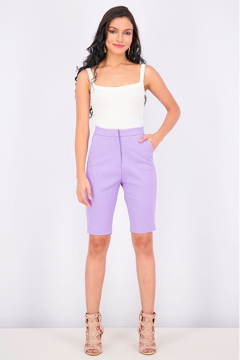 Reserved Women Plain Basic Shorts, Violet - Image 2